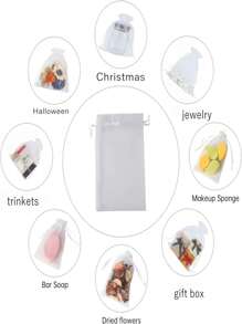 50/100PCS Gift Packaging Bag, White Tissue Bag, Suitable For Wedding Gifts, With Tether, Mesh Gift Bag, Jewelry Bag, Suitable For Rehearsal Party, Christmas, Halloween And Other Occasions