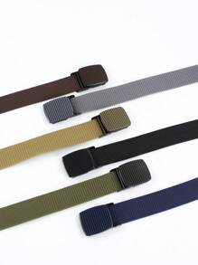 1pc Nylon Glossy Pressed Buckle Belt, Vintage Nylon Canvas Belt Youth Casual Belt, Tactical Outdoor Sports Back To School Men's Good Recommended Pants Belt, Durable Waist Belt Business Casual Weave Personalized Fashion Casual Young Personalized Men's Belt