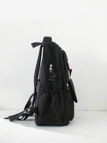 Back To School/Graduation Season Fashionable Casual Cute Versatile Large Capacity Backpack Suitable For Various Occasions - Black - View 2