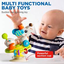 婴儿餐桌小狗吸盘旋转玩具，0-3岁多功能可拆卸方向盘益智玩具 - 彩色 - 查看 1