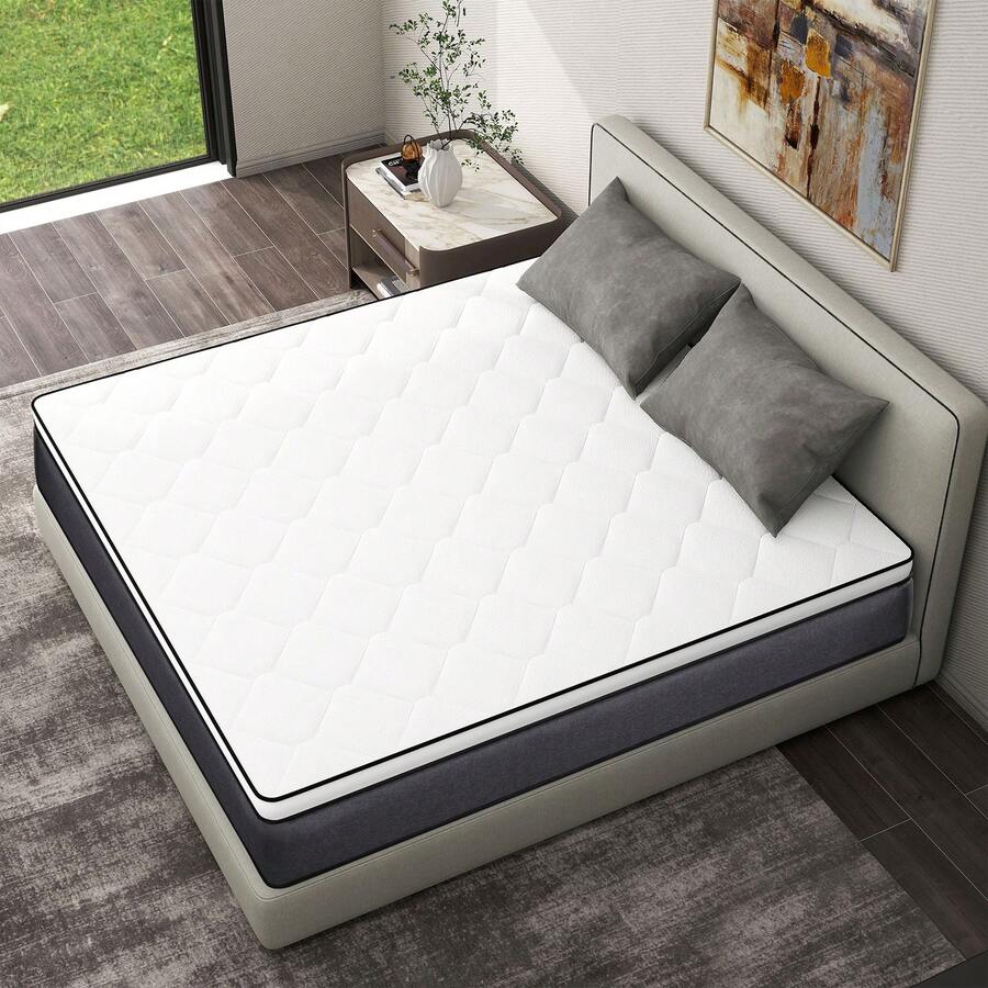 12 Inch Twin Full Queen King Hybrid Mattress In A Box, Pocket Spring And Gel Memory Foam Mattresses - 灰色 - 查看 1