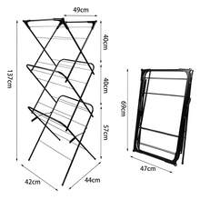 Étendoir pliable, étendoir télescopique, étendoir à 3 niveaux, étendoir, pour usage intérieur et extérieur 48*43*137cm - Noir - Voir 8