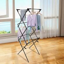 Étendoir pliable, étendoir télescopique, étendoir à 3 niveaux, étendoir, pour usage intérieur et extérieur 48*43*137cm - Noir - Voir 1