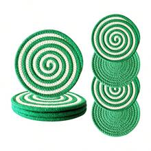 4pcs Mixed Christmas Series Round Woven Placemats, 7.09inch (18cm) Diameter, Thick Heatproof Coasters Made Of Braided Rope In Assorted Styles, Suitable For Cups, Pots, Bowls As Christmas Gifts