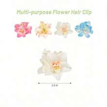 4pcs/1set Hawaiian Flower Hair Clips, Women Artificial Tropical Flower Hibiscus Hair Claws For Beach Holiday Party Boho Style, Fashion, Elegant, Minimalist, Solid Color, Suitable For Daily, Casual, Party, Commute, Vacation, Bun, Ponytail, Face Washing, Makeup, Outfit Accessories - 4 màu (4 cái) - Xem 2