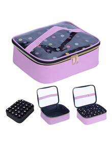 UOZL 30/40 Bottle Nail Polish Storage Organizer, A Multi-Colored, Portable, Handheld, Large-Capacity Nail Polish Storage Box With Removable Dividers. It Can Hold Up To 30-40 Bottles (15ml) Of Nail Polish Gel. Perfect For Nail Art Enthusiasts And Manicurists. Make Up Bag - Multicolor - View 12