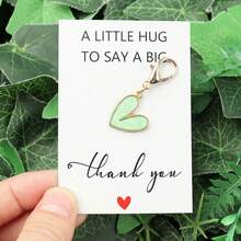 1pc/9pcs Ladies' Gold Alloy Heart-Shaped Keychain With Thank-You Card - Colorful Heart-Shaped Pendant, Ideal Gift For Teachers, Mothers, Girlfriends, Best Friends, Birthdays, Christmas, Thanksgiving, And Thank-You Gifts - Multicolor - View 7