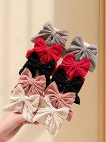 4/8/16pcs/Set Pearl Bow Hair Clips, Random Color - Suitable For Girls And Women, Carefully Woven Bow Texture With Shimmering Pearl Elements, Minimalist Yet Elegant. Whether For Daily Outings, Shopping Dates, Or Party Gatherings, A Simple Clip Can Instantly Elevate Your Stylish And Premium Look.,Travel,Birthday - Multicolor - View 13