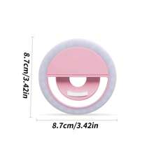 Anello luminoso moderno per selfie con 28 LED, luce per telefono, luci di Natale, luce per selfie, ricaricabile USB, dimmerabile, molletta per smartphone, trucco, streamer - controllo a pulsante, luminosità regolabile, senza rumore o effetto fantasma, finitura in plastica non finita - include cavo USB, supporto da tavolo - adatto per vari ambienti, posizionamento su tavolo (rosa/bianco/blu/nero)