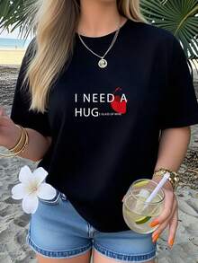 I Need A Huge Glass Of Wine TShirt Funny Wine Shirt T-Shirt         Graphic Tees Women Crop Tops Summer Outfits For Women Summer Tops T-Shirt