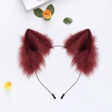 Ultra Soft Realistic Faux Fur Fox Ear Headband Featuring A Fluffy Life-Like Texture To Create A Charming And Playful Animal Look Perfect For Halloween Cosplay Parties Anime Conventions Photography Props And Festive Theme Park Adventures - Đỏ - Xem 1