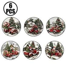 مجموعة من 1/6/12 قطعة من الأواني الخشبية المزينة بنمط شجرة عيد الميلاد وسانتا كلوز، ديكورات مكتبية فنية، مناسبة لديكور المنزل والمكتب والمطبخ والمطعم والكافيه، حماية سطح المكتب، ضرورية لحفلات العطلات وديكورات عيد الميلاد والمنزل والشقة - متعدد الألوان - مشاهدة 11