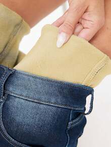 Winter Warm Thick Mid Waist Washed Elastic Skinny Jeans For Office Work Daily Wear - Blue - View 5