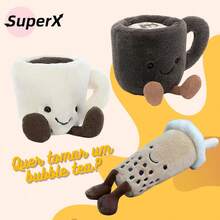 JC Coffee Cup Plush Doll - Mini Plush In Beige And Brown Cozy Creative Gift - Xícara de café preto - 查看 4