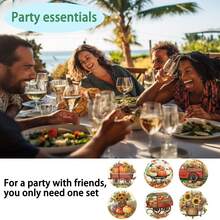 1set/4pcs/6pcs Autumn Pumpkin And Maple Leaf-Patterned Diatom Mud Coasters, Coffee Coasters, Home And Restaurant Multi-Occasion Decorations, Daily Gifts, Table Decorations, Daily Decorations, Theme Party Decorations - Multicolor - View 9