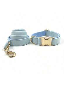 2pcs Set, New Velvet Zinc Alloy Buckle Collar + Leash Suit, Suitable For Large, Medium And Small Pet Dogs, Soft And Comfortable, Durable Zinc Alloy Buckle, Gold Plated, More Sturdy Than Plastic Buckle, Easy To Tighten And Quick Release, Holiday Birthday Gift (Due To Fabric Batch Difference, Slight Color Difference, Random Delivery) - Multicolor - View 8