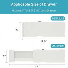 Vtopmart 6 Pack Drawer Dividers For Clothes, 4&#34; High 116&#34;-17&#34; Adjustable Expandable Dresser Drawer Organizer, Plastic Drawers Separators For Dresser, Baby Clothes, Underwear, Kitchen &Amp; Office Storage