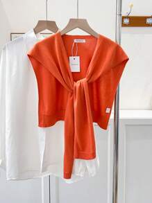1pc Women's Solid Color Shawl Cardigan, Lightweight Spring/Autumn Shirt Collar Accessory, Suitable For Layering With Sweaters, Shirts, Scarves For Students And Office Wear