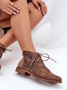 Stivaletti alla caviglia versatili e casual da donna per uso quotidiano - Castano - Visualizzare 8