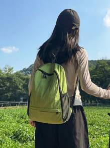 大容量多功能背包，轻便简约时尚旅行包 - 綠色 - 查看 8