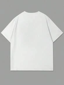 Camiseta de verano para hombre, de cuello redondo, de manga corta, con estampado de letra, casual y versátil - Caqui - Ver 8