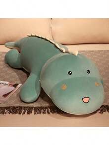 1 件可爱 90 厘米恐龙毛绒长枕头，绿龙柔软填充玩偶靠垫，卧室睡枕，儿童生日礼物