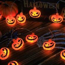 1 PIEZA Luz de cadena de 10/20 LED de una sola capa con forma de calabaza, luz de hadas con batería para crear una atmósfera espeluznante, adecuada para el hogar, dormitorio, interior y exterior, tienda, oficina, puerta, bar, club, decoración de fiesta de Halloween, decoración del hogar, decoración de fiesta, decoración de Halloween, decoración de habitación, decoración de jardín de Halloween como regalo