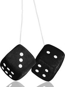 Car Dice,2.75In Pair Of Auto Rear Mirror Plush Dice, Soft And Fuzzy Car Charm Interior Ornament For Sedan, Truck, SUV Hangable Decoration, Cute Car Decoration Ornament Accessories - One Size - View 9