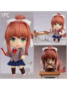 Doki Doki Literature Club! Anime Character Cute Girl Action Figure Models, Approx. 18CM Height, Monika, Sayori, Natsuki, Yuri Figurines, Anime Desktop Decor Collectibles, Doki Doki Literature Club Merchandise (Transparent Or White Base Randomly Included) - 彩色 - 查看 13