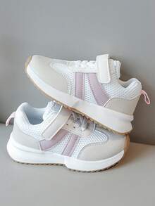 1双儿童休闲运动鞋，透气网布，魔术贴搭扣，男女童时尚休闲鞋 - 粉色 - 查看 2