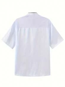 Men's Short-Sleeved Chef's Uniform With A Stand-Up Collar And Double-Breasted Buttons, Lightweight And Breathable, Suitable For Summer Wear In Hotels And Restaurants - White - View 2