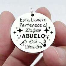 2 Stücke Bester Opa Schlüsselanhänger, spanisch lasergravierten runden Edelstahl Schlüsselanhänger für Opa, Weihnachten, Thanksgiving, Geburtstag Geschenke, Familien Party Zubehör