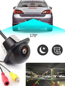 1 pieza Cámara de visión trasera de alta definición y ángulo amplio de 170°, cámara de monitoreo de visión trasera para automóvil - Multicolor - Ver 2