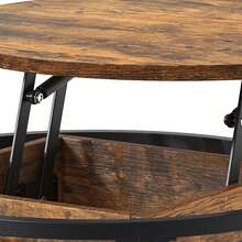 BALCONERA Round Lift-Top Coffee Table With Hidden Storage Compartment – 60x60x47cm - Brown - View 8