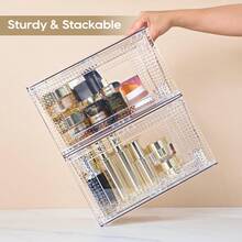 2Packs Acrylic Organizers Bin With Handle, Clear Bathroom Makeup Organizer And Storage, Stackable Organizer Drawers For Vanity, Bathroom, Pantry, Kitchen Cabinets, Makeup, Medicine Organization - 2Pcs Acrylic Organizers With Handle - 查看 4