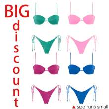 Glossy String Bikini Set Soild Swimsuit Women's Fashion Bikini Green Halter Sport Swimsuit Beach Vacation Low Cut Shiny Two Piece Tie