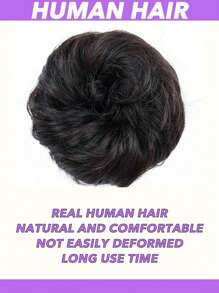 1/2PCS Messy Bun Hair Piece Human Hair Wavy Stretchy Real Human Hair Scrunchies Hair Bun Donut Elegant Chignon With Elastic Rubber Band Human Hair Tousled Updo Extension Elegant Human Hair Buns #Black #Natural Black Dark Brown Light Brown Multicolor