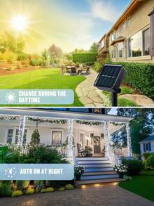 1 个户外太阳能 LED 灯串，IP65 防水，8 种照明模式，童话仙女装饰灯，适用于花园、庭院、露台、派对、圣诞树、婚礼、节日装饰、圣诞节、万圣节、情人节、新年氛围装饰灯，200/100/50/20 LED（暖白/白/彩/紫）