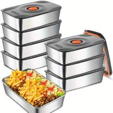 MiLaiWP 4/8pcs Stackable Stainless Steel Food Storage Containers Set With Airtight Lids - Multipurpose Kitchen Organizer Boxes, Dishwasher Friendly, No Electricity Required - Multicolor - View 2