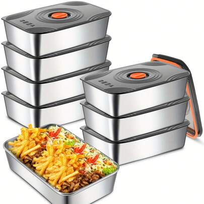 MiLaiWP 4/8pcs Stackable Stainless Steel Food Storage Containers Set With Airtight Lids - Multipurpose Kitchen Organizer Boxes, Dishwasher Friendly, No Electricity Required