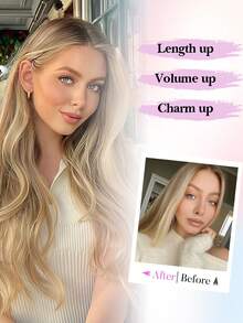 Invisible Wire Hair Extensions Long Wavy Layered Synthetic Hair Extensions With Transparent Wire Adjustable Size 4 Secure Clips For Women Daily Wear - Multicolor - View 4