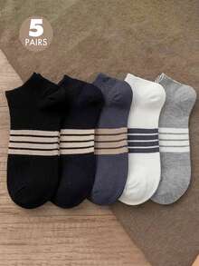 5 أزواج جوارب قصيرة للرجال، جوارب كاحل رياضية صيفية مُنفِّسة، جوارب قطنية رقيقة منخفضة القطع للاستخدام اليومي - متعدد الألوان - مشاهدة 1