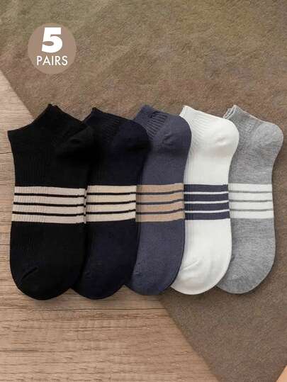 5双装男士短袜夏季运动透气短袜纯棉薄款低帮休闲袜