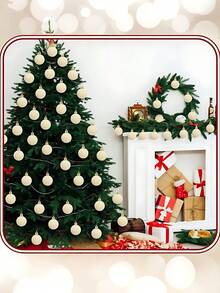 12pcs Handmade Velvet Ball Christmas Tree Decorations,Beige Velvet Christmas Ball Decorations, 3.15-Inch Christmas Tree Ball Decorations, Flocked Plastic Balls, Christmas Hanging Ornaments, Holiday Party Flocked Christmas Hanging Ornaments, Handcrafted Velvet Balls, Christmas Tree Decorations, Christmas Velvet Tree Balls(The Product Includes Rope) - Beige - View 7