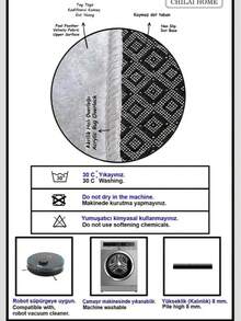 Hecho en Turquía -LAI HOME Alfombra de baño redonda de 100 cm 100x100 cm 100% 100% poliéster, antideslizante, lavable - Blanco - Ver 3