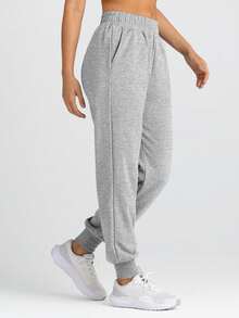 tooluck Womens High Waisted Baggy Sweatpants 2025 Fall Jogger Pants Y2k Lounge Trousers With Pockets Grey - 灰色 - 查看 3