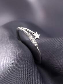 1pc Creative Rhinestone Star Adjustable Open Ring, Suitable For Women's Daily, Festival, Party Wear
