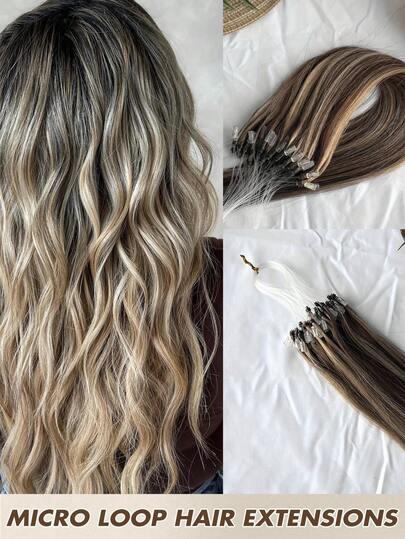 Invisible Micro Nano Beads Hair Extensions Micro Loop Hair Extensions Straight Micro Link Real Human Hair Hair Invisible Beads Thick Micro Ring Loop Hair Extensions