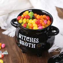 1pc Halloween Witch Magic Potion Ceramic Bottle With Handle - Bicolor Black & White Design, Crescent Moon & Star Decor, No Electricity Needed, Spooky Home Decor Gift, Mystical Themed Design, Crafted With Precision