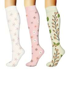 3 双女士运动压缩腿袜，塑身小腿袜适合骑自行车、跑步、徒步旅行、瑜伽 - 彩色 - 查看 9